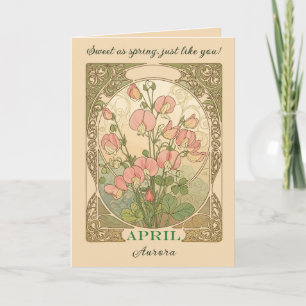 Sweet Pea April Birth Month Flower Card