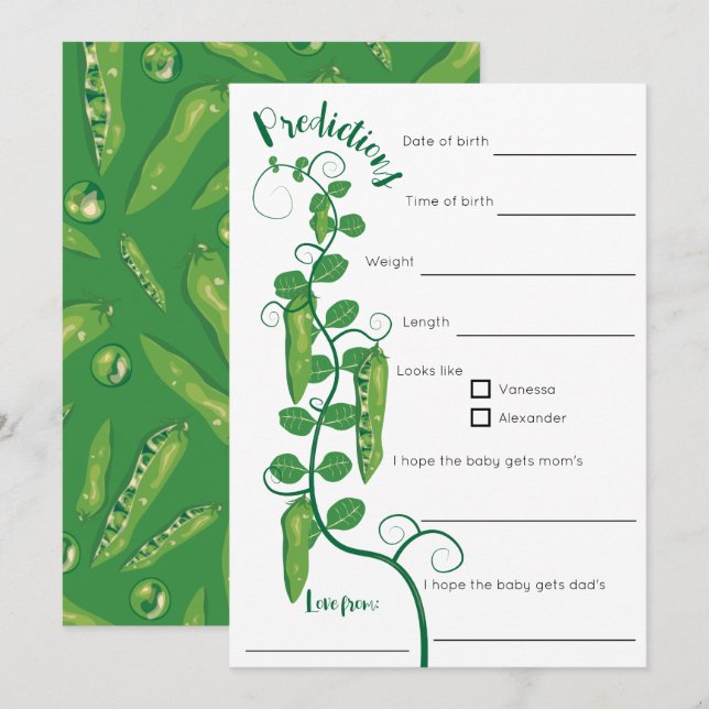 Sweet pea baby baby shower game  invitation (Front/Back)