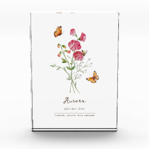 Sweet Pea Birth Month Flower Photo Block