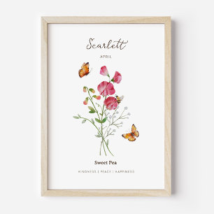 Sweet Pea Birth Month Flower Poster
