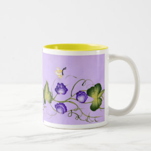 Sweet Pea Blossom and Butterfly Two-Tone Coffee Mug