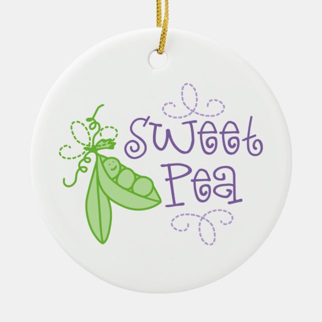 Sweet Pea Ceramic Ornament (Front)