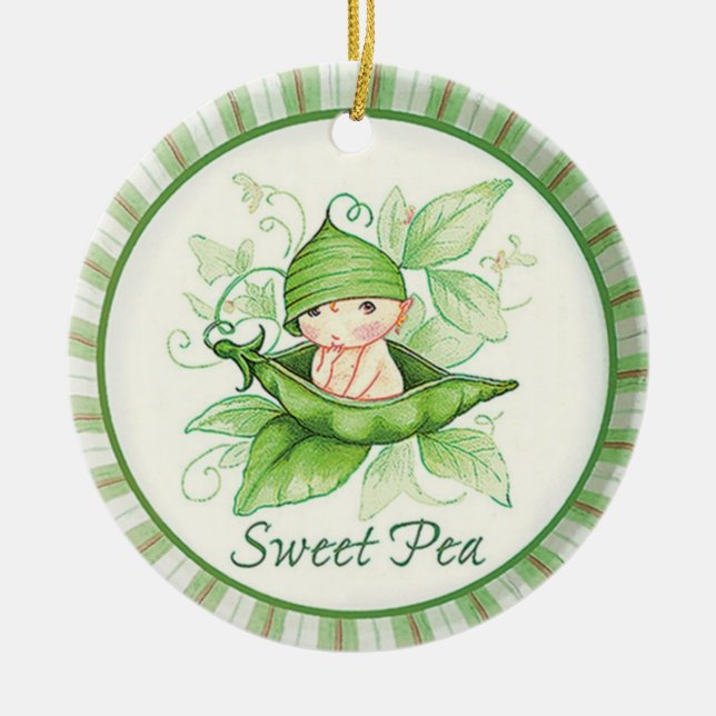 Sweet Pea Ceramic Ornament (Front)