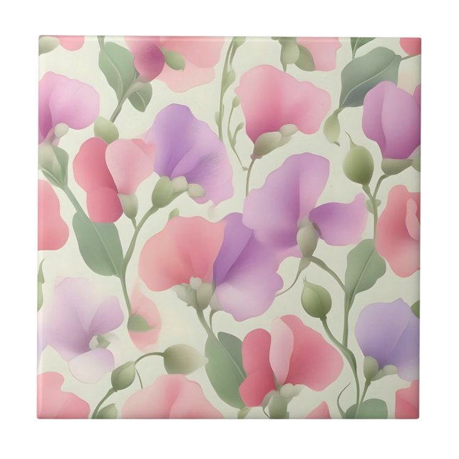 Sweet Pea Charming Retro Pastel Tile (Front)