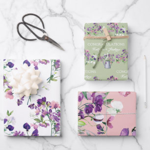 Sweet Pea Congratulations Wrapping Paper Sheets