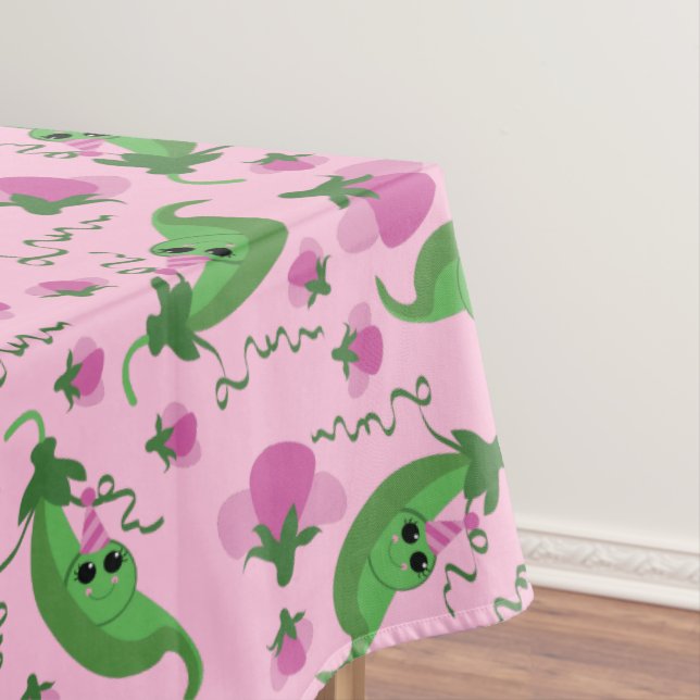 Sweet Pea Cute 1st Birthday Party Tablecloth (In Situ)