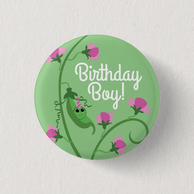 Sweet Pea Cute Kid's Birthday Party 1 Inch Round Button (Front)