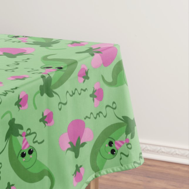 Sweet Pea Cute Kids Birthday Party Tablecloth (In Situ)
