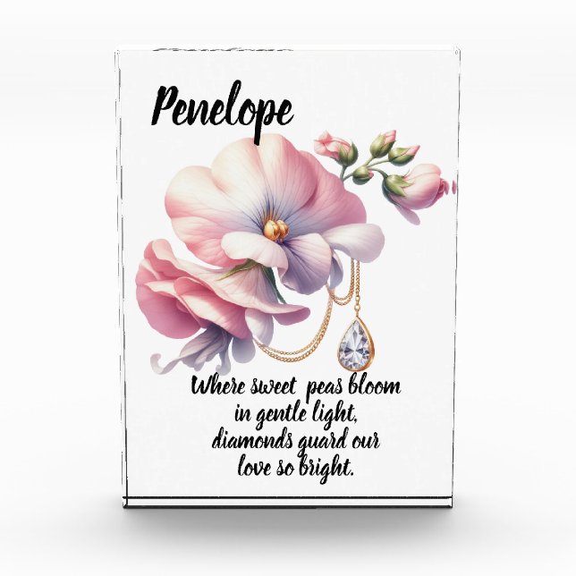Sweet Pea & Diamond April Verse  Photo Block (Front)