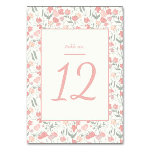 Sweet Pea Floral Cream and Pink Wedding Table Number