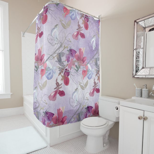 Sweet Pea Floral Pattern on Purple (In Situ)