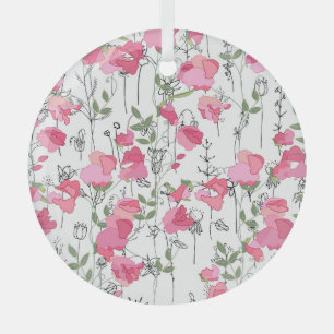 Sweet Pea: Floral Summer Texture. Glass Ornament