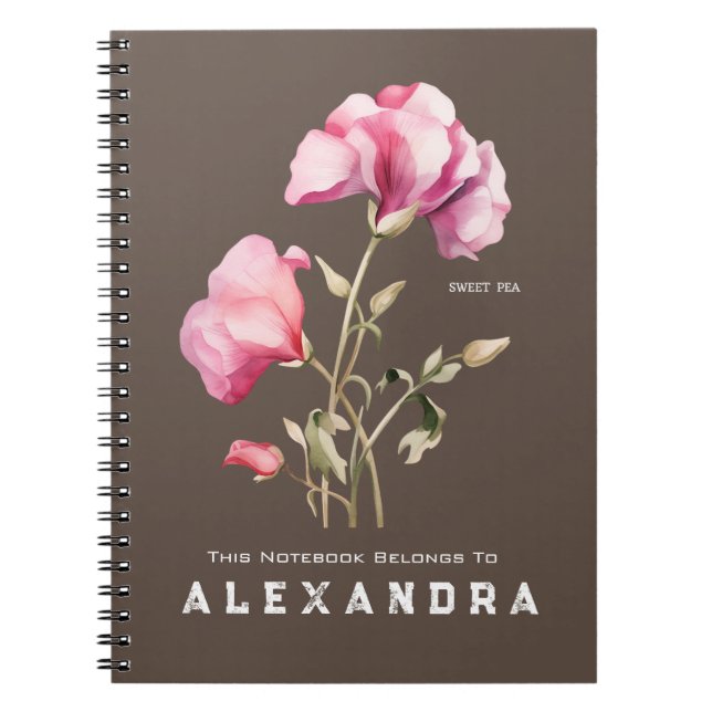 Sweet Pea Flower - Notebook Personalize It (Front)