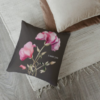 Sweet Pea Flower - Personalize It Throw Pillow
