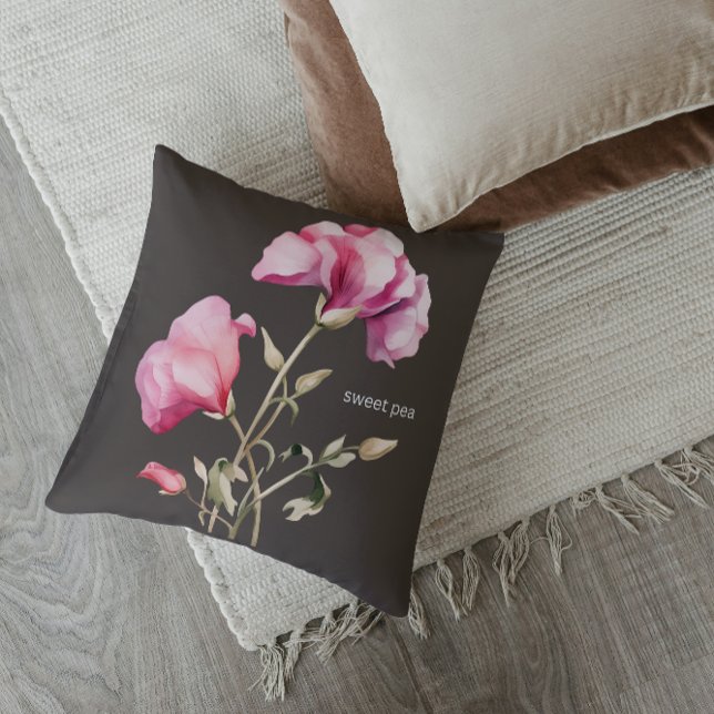 Sweet Pea Flower - Personalize It Throw Pillow (Creator Uploaded)