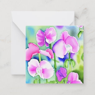 Sweet Pea flower watercolor print note card