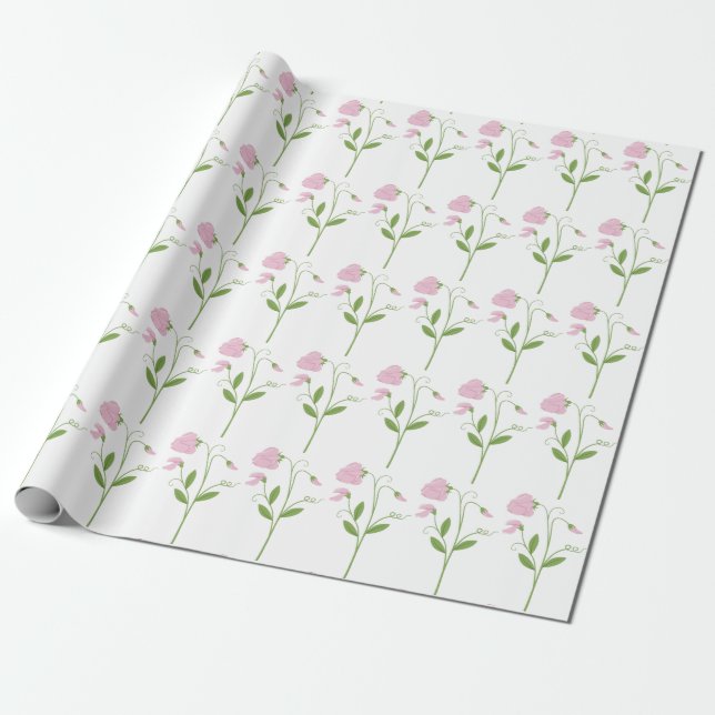 Sweet Pea Flower Wrapping Paper (Unrolled)