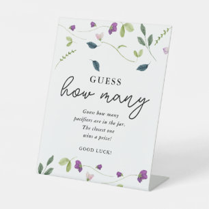 Sweet Pea Flowers   Baby Shower Guessing Game Sign