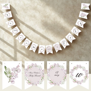 Sweet Pea Flowers Welcome Baby Brunch Elegant Bunting Flags