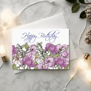 Sweet Pea Garden – Botanical Birthday Card