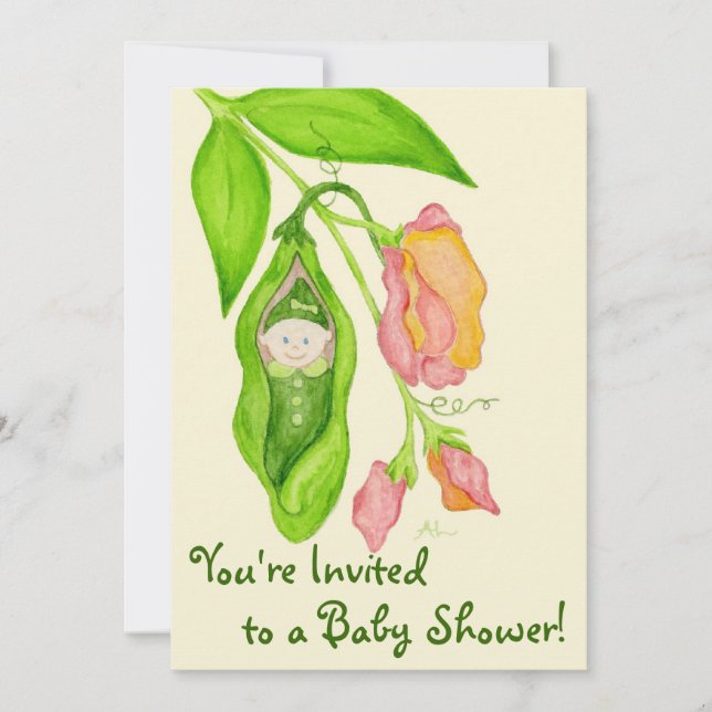 Sweet Pea Girl Baby Shower Invitation (Front)