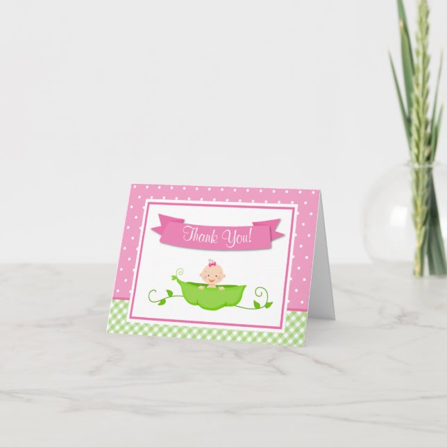 Sweet Pea Girl Thank You Card Folded Note Card (Front)