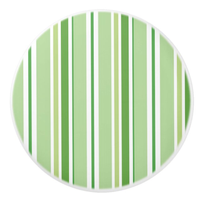 Sweet Pea Green Striped Stripes Dresser Ceramic Knob (Front)