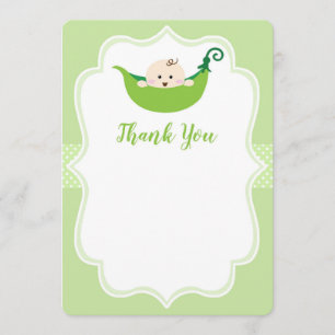 Sweet Pea Green Thank You Note Invitation
