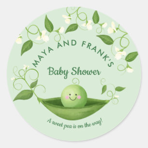 Sweet Pea in a Pod Baby Shower   Classic Round Sti Sticker