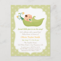 Sweet Pea in a Pod Boy Baby Shower Invitations