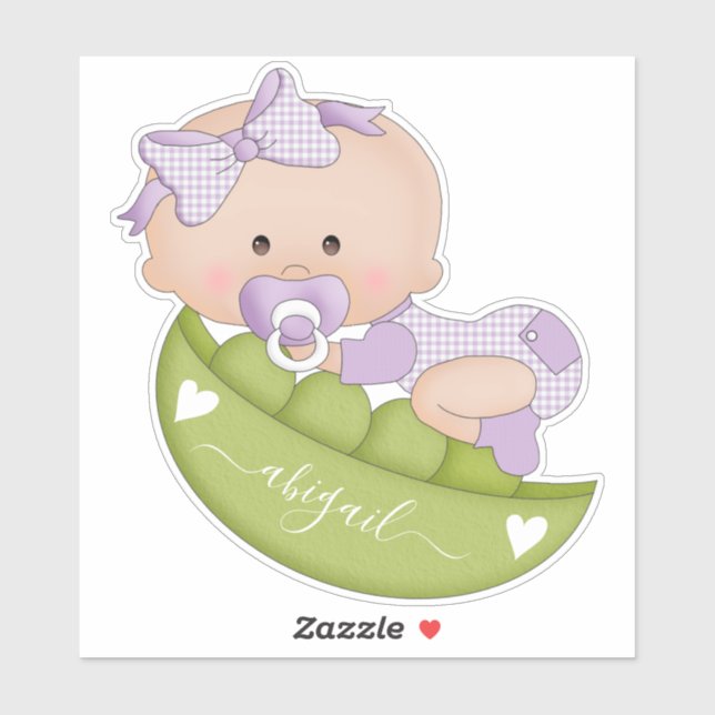 Sweet pea in pod baby girl in lavender and name (Sheet)