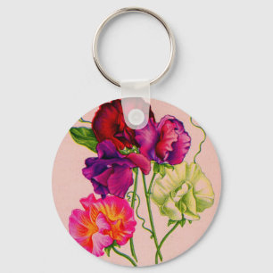 sweet pea in purple and pink keychain