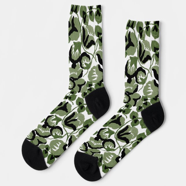 Sweet Pea (Olive) Fine Art Socks (Left)