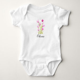 Sweet Pea watercolor Floral Girly Baby bodysuit
