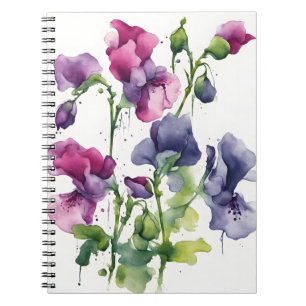 Sweet Pea - Watercolor flowers Notebook