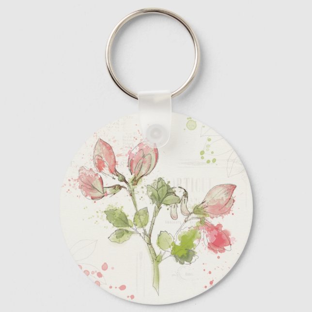 Sweet Pea watercolor Keychain (Front)