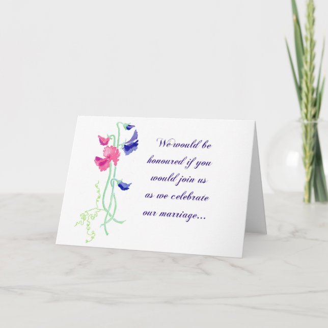 Sweet Pea Wedding Invitation Card (Front)