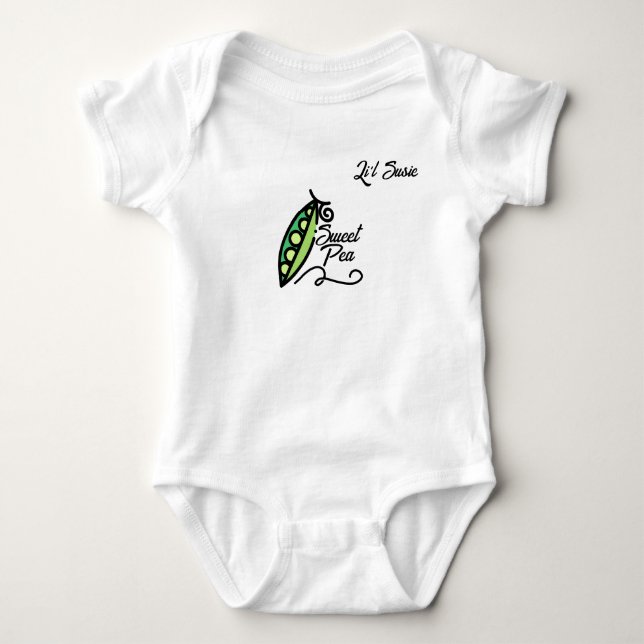 "Sweet Pea." with Pea Pod Customizable  Baby Bodysuit (Front)
