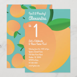 Sweet Peach 1st Birthday Cute Invitations
