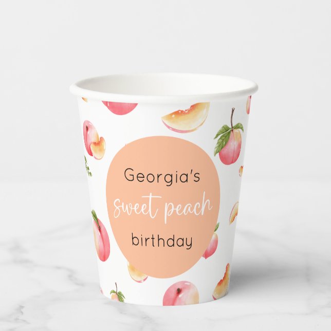 Sweet Peach 1st Birthday Paper Cups (Front)