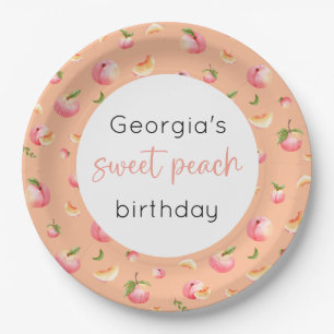 Sweet Peach 1st Birthday Paper Plate