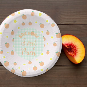 Sweet Peach 1st Birthday Paper Plate