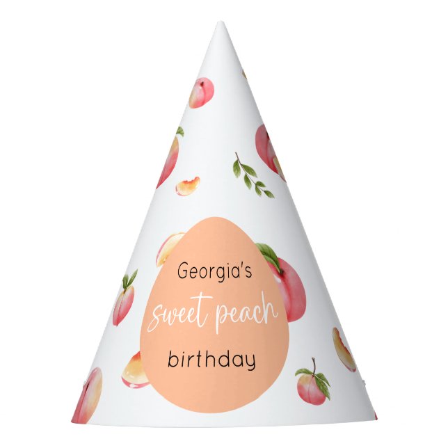 Sweet Peach 1st Birthday Party Hat (Front)