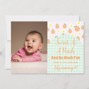 Sweet Peach 1st Birthday Thank You Card