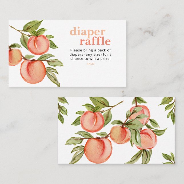 Sweet Peach Baby Shower Diaper Raffle Card (Front/Back)