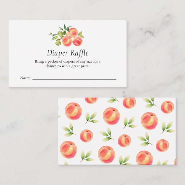 Sweet Peach Baby Shower Diaper Raffle Ticket Enclosure Card (Front/Back)