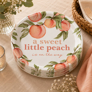 Sweet Peach Baby Shower Invitation Paper Plate