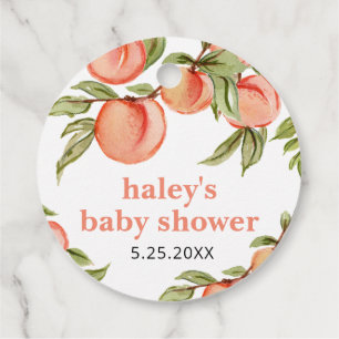Sweet Peach Baby Shower Round Gift Favour Tags