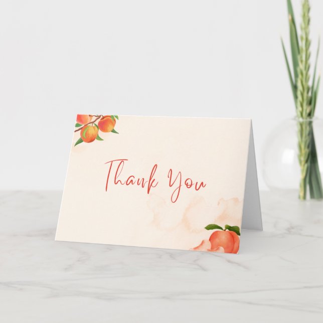 Sweet Peach Baby Shower Thank You Card (Front)