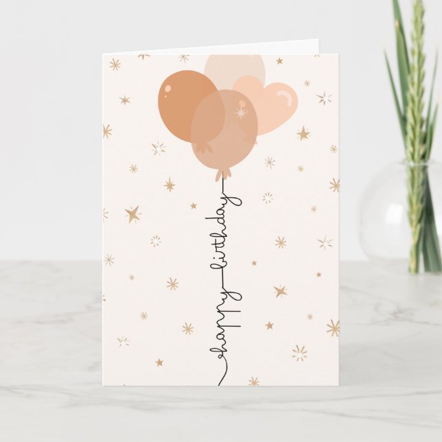 Sweet Peach Balloon Birthday Card (Front)